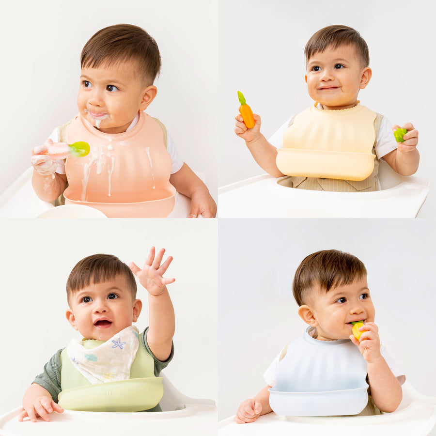 Lollipop Silicone Baby Bibs Set Of 2 (Apple Green/Blueberry)