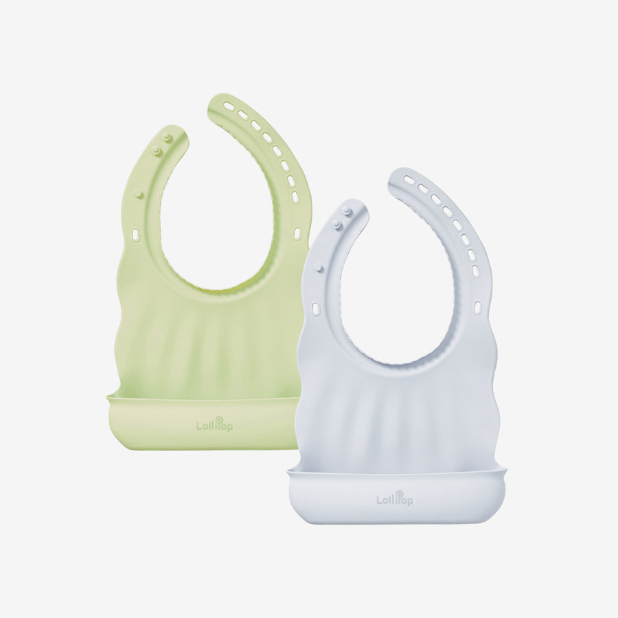 Lollipop Silicone Baby Bibs Set Of 2 (Apple Green/Blueberry)